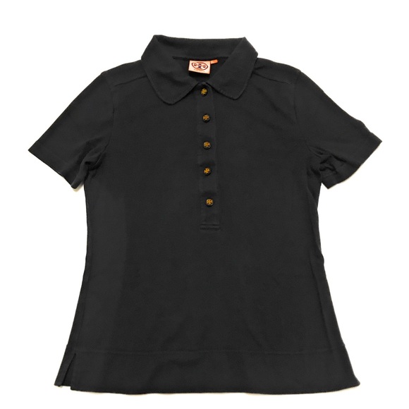 Tory Burch Tops - Tory Burch 1/2 Button Polo Shirt Top Black Medium